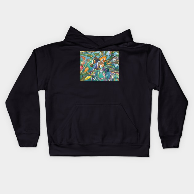 Composition with Fairies Kids Hoodie by Lyuda